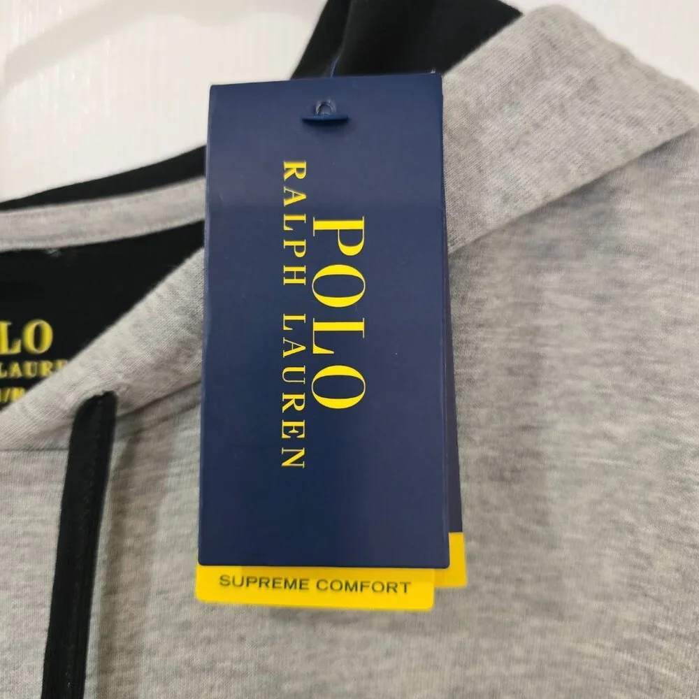 Polo Ralph Lauren Men's Supreme Comfort Long Sleeve Hooded Shirt Gray Medium NWT